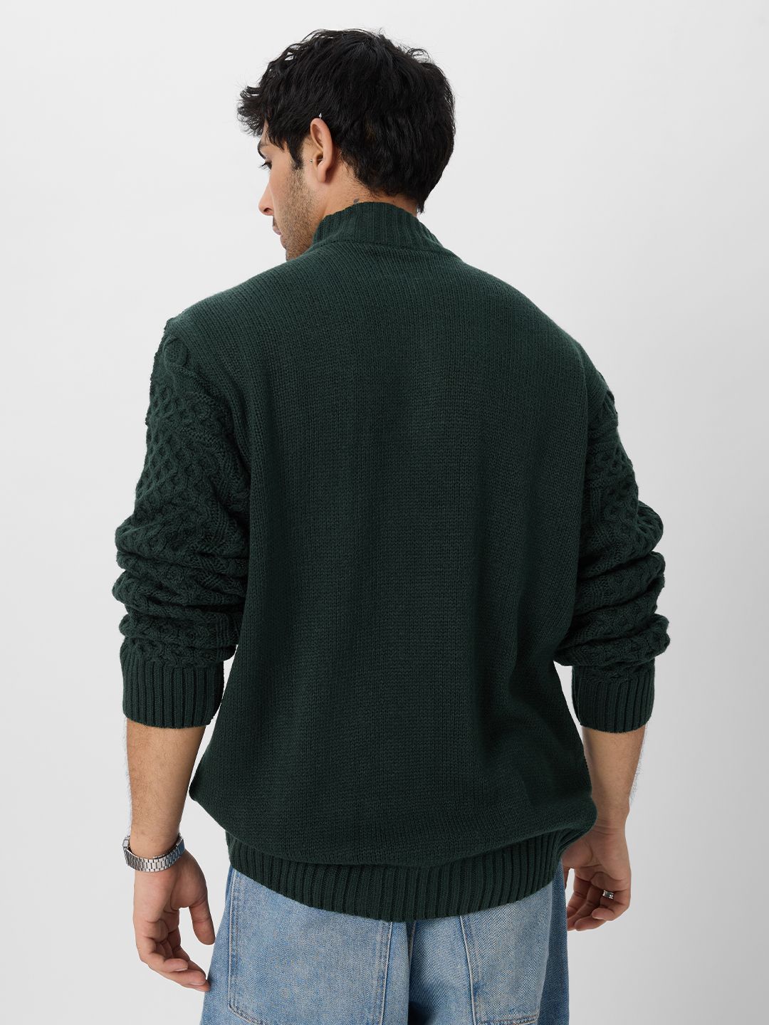 Cable Knit Pullover: Emerald Oversized Pullovers