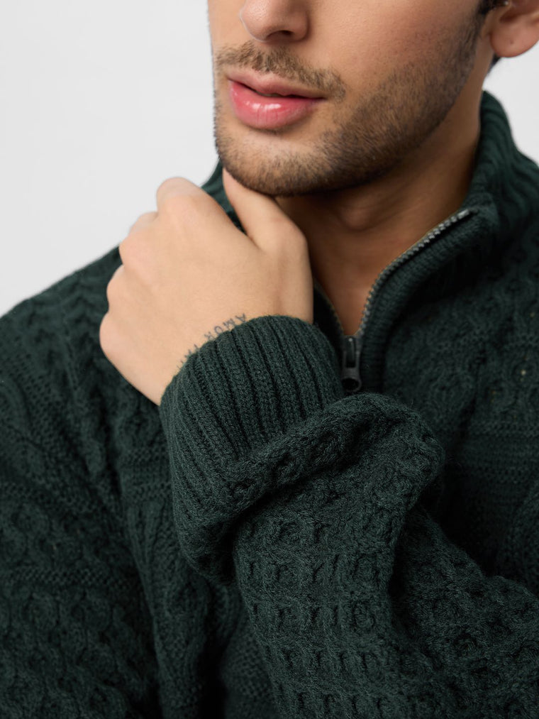 Cable Knit Pullover: Emerald Oversized Pullovers