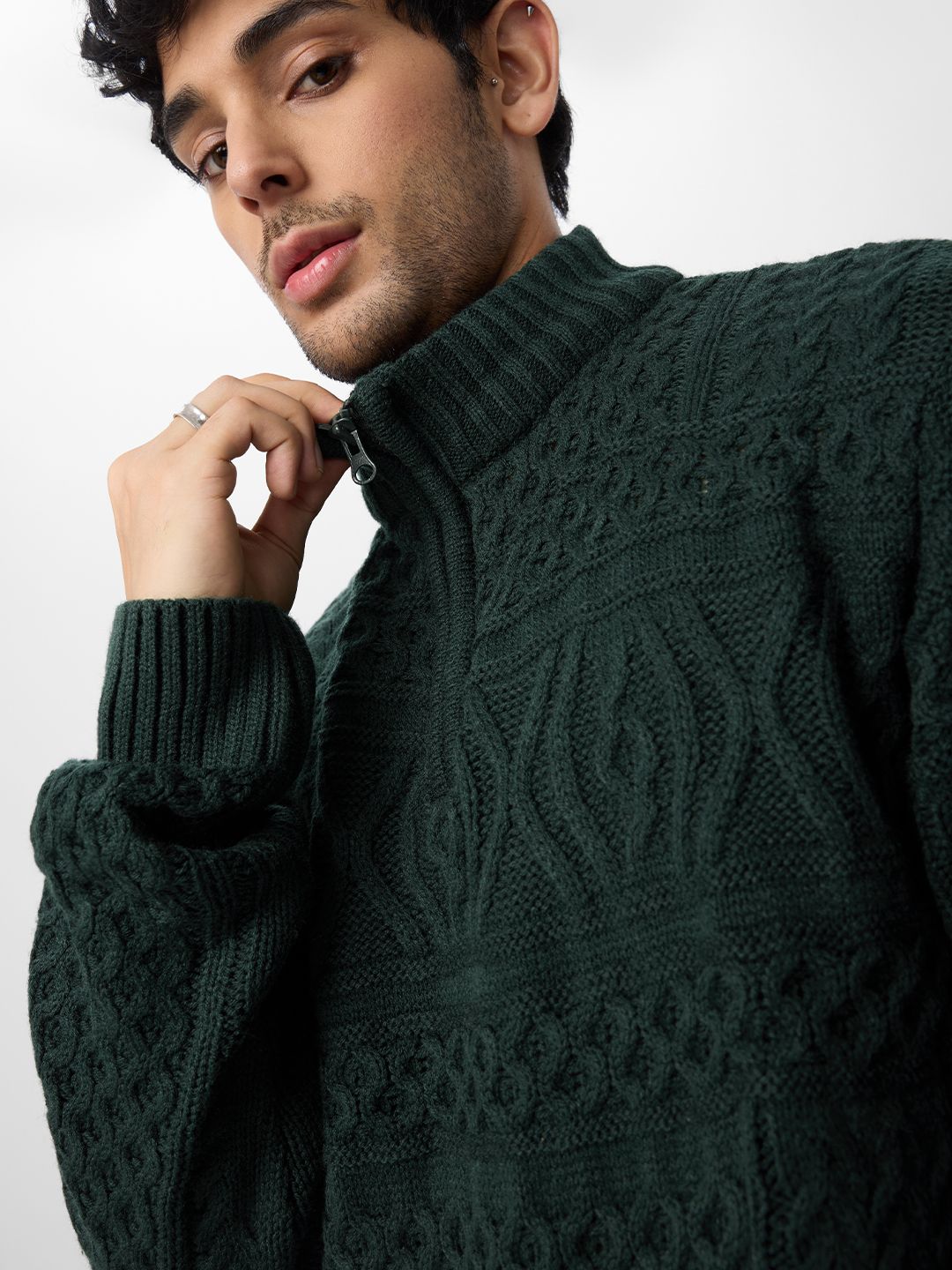 Cable Knit Pullover: Emerald Oversized Pullovers