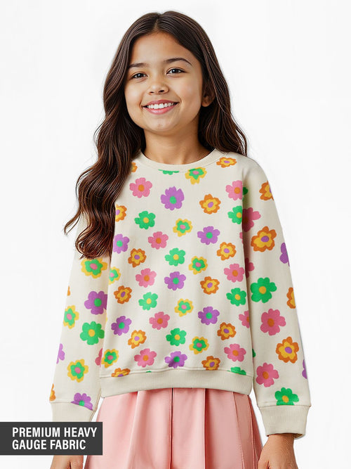 TSS Originals: Floral Bloom Girls Cotton Sweatshirts (2-8 Yrs)