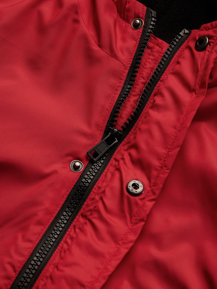 Solids: Deep Red Boys Cotton Hooded Utility Jackets (2-8 Yrs)