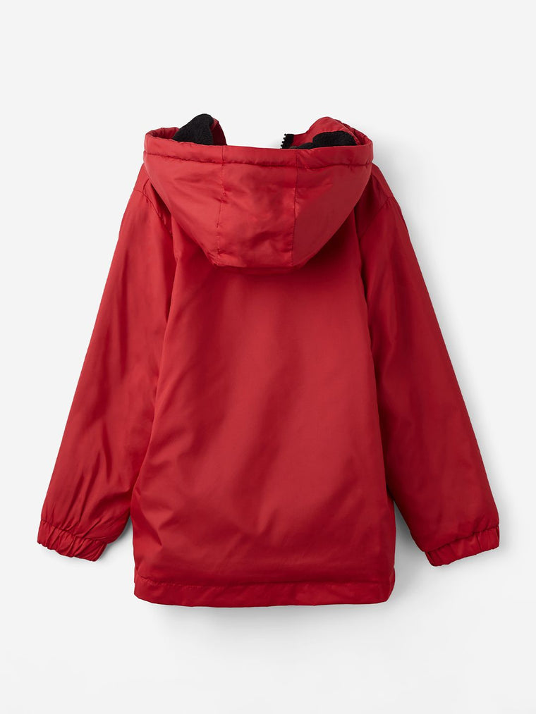 Solids: Deep Red Boys Cotton Hooded Utility Jackets (2-8 Yrs)