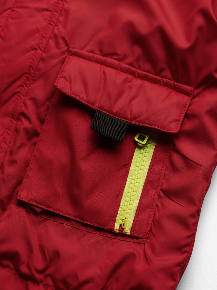 Solids: Deep Red Boys Cotton Hooded Utility Jackets (2-8 Yrs)