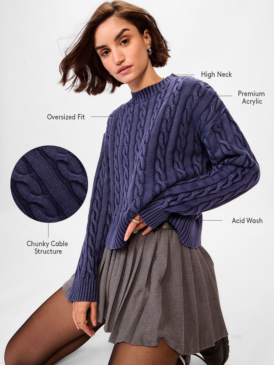 Cable Knit Sweater: Celestial Women Oversized Sweaters