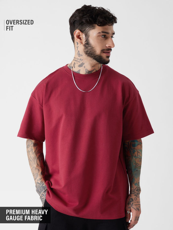 Solids: Superhero Red Oversized T-Shirts