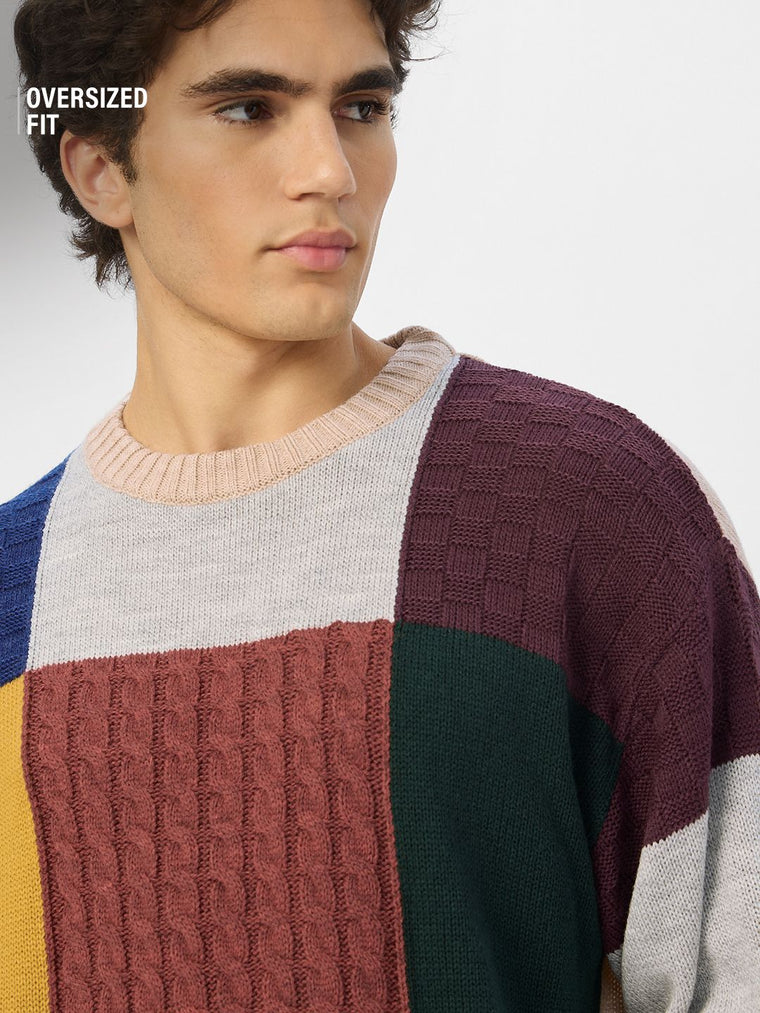 Colourblock Pullover: Autumn Hues Oversized Pullovers