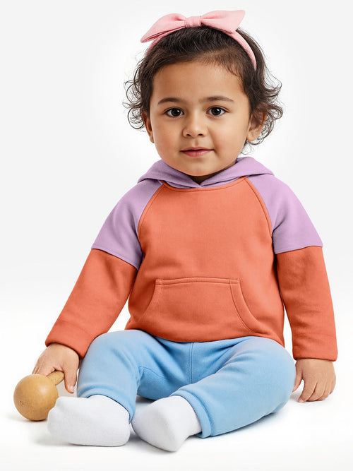 Solids: Pink, Purple (Colourblock) Girls Cotton Hoodies (2-8 Yrs)