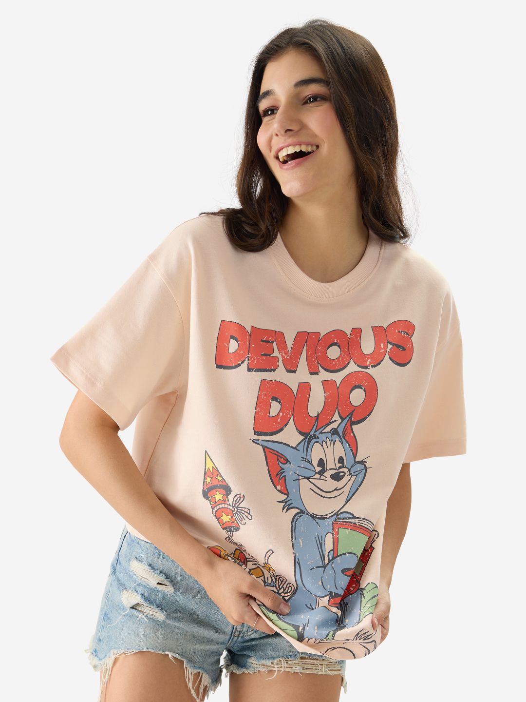 Tom And Jerry: Devious Duo Women Oversized T-Shirts