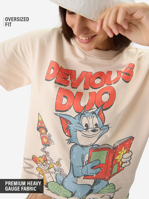 Tom And Jerry: Devious Duo Women Oversized T-Shirts