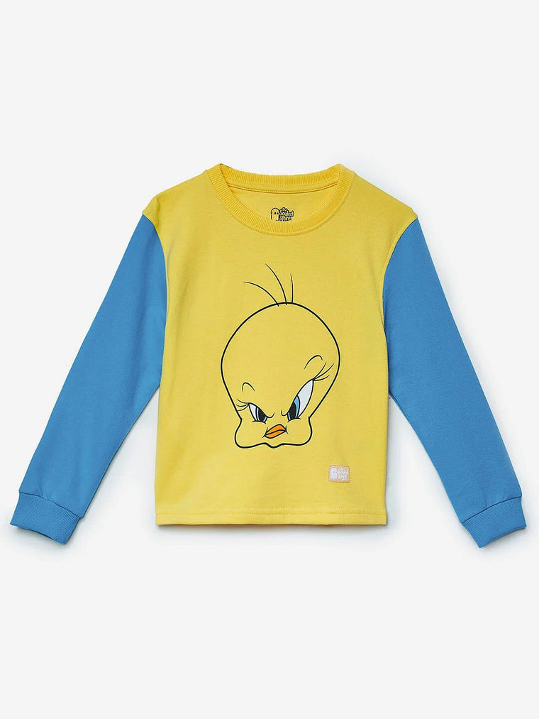 Looney Tunes: Tweety Face Girls Cotton Cropped Sweatshirts (2-8 Yrs)