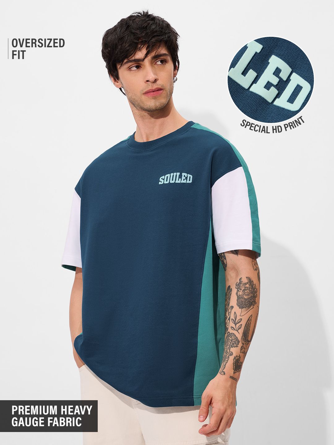 Colourblock: Deep Sea Blue Oversized T-Shirts