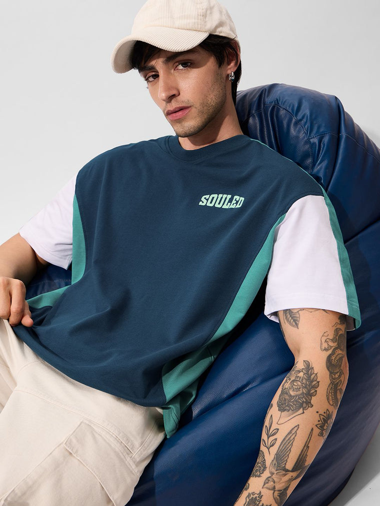 Colourblock: Deep Sea Blue Oversized T-Shirts