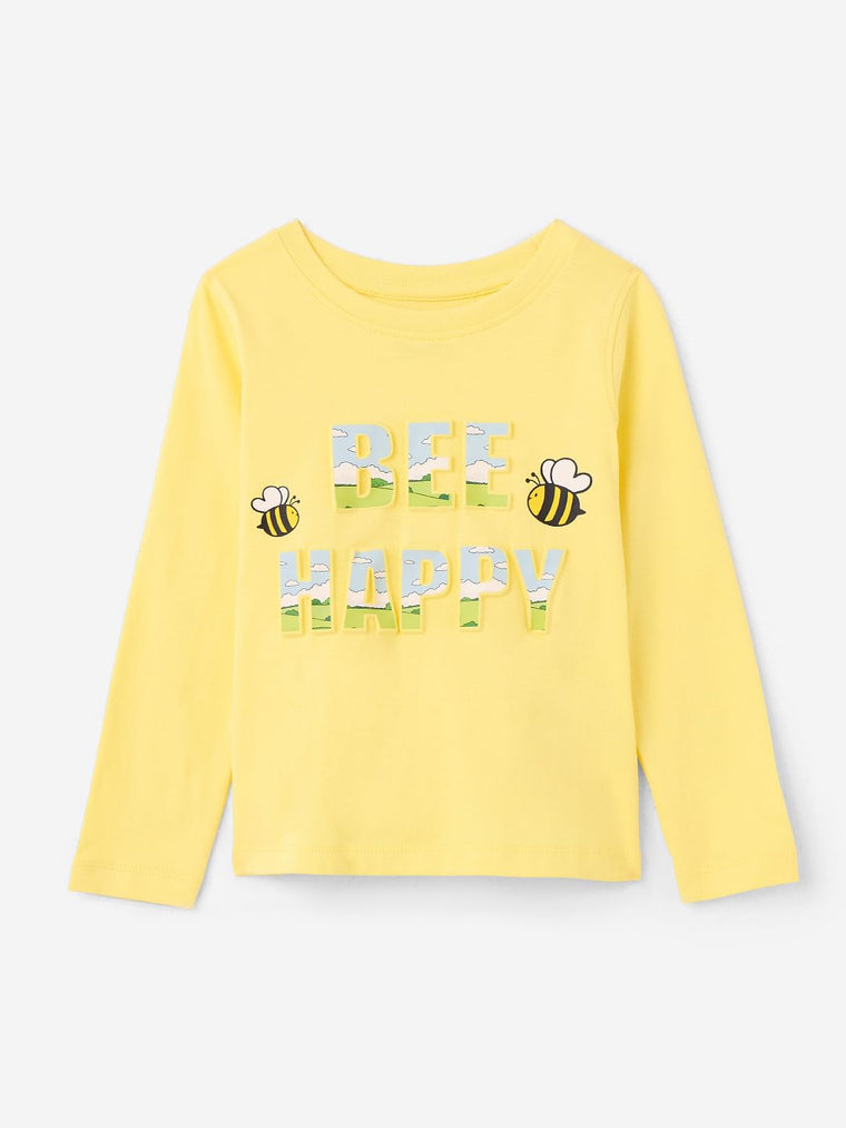 Full-Sleeve Essentials: Bee Happy Girls Full Sleeve T-Shirts (2-8 Yrs)
