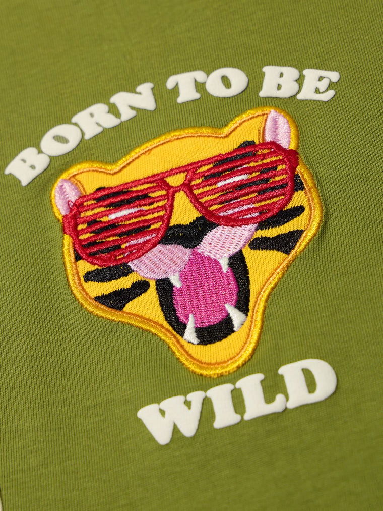 Colour Block T-Shirt: Born To Be Wild Boys Full Sleeve T-Shirts (2-8 Yrs)