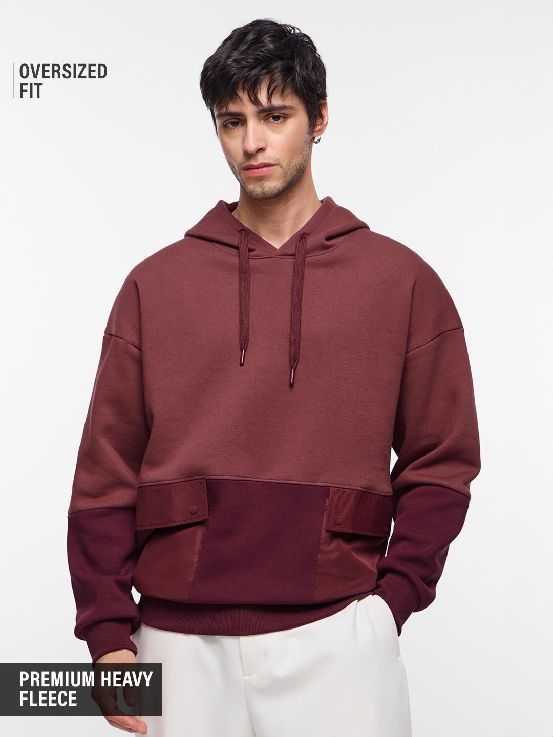 Colourblock Hoodie: Auburn Men Oversized Hoodies