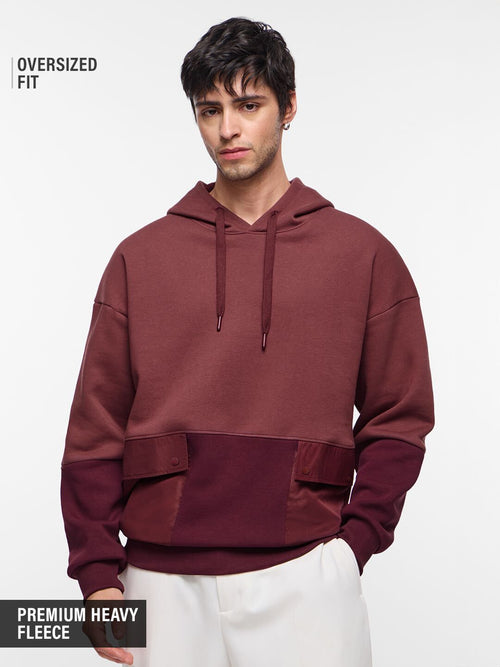 Colourblock Hoodie: Auburn Men Oversized Hoodies