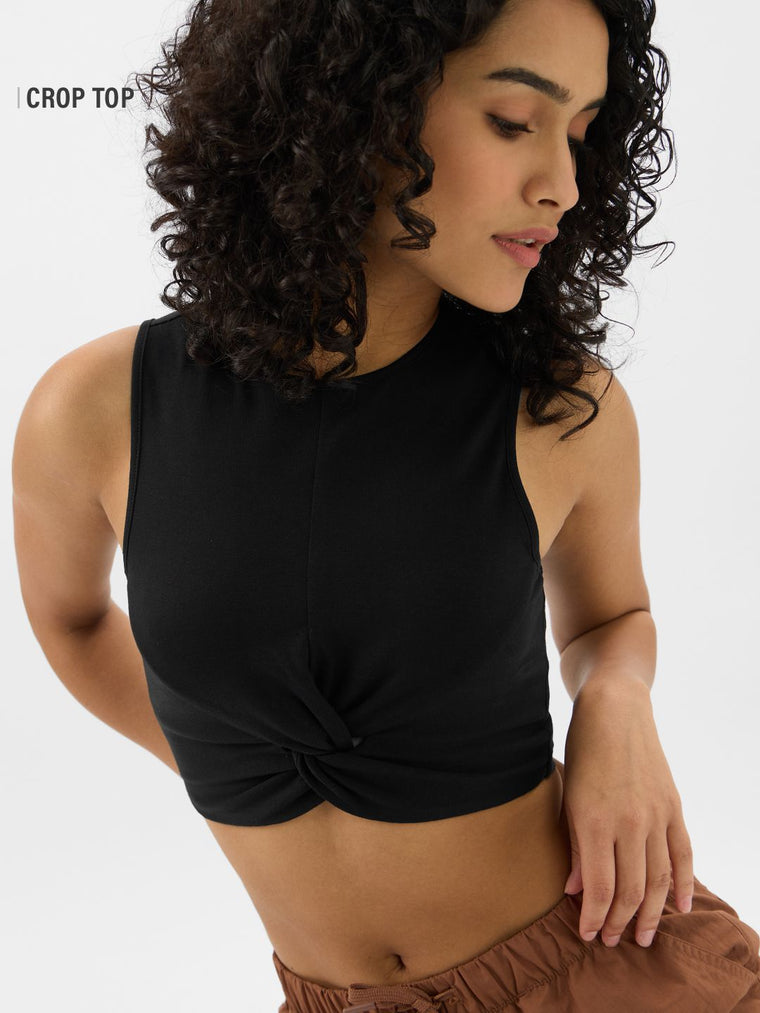 Essential Solids: Ink Black Women Knit Tops