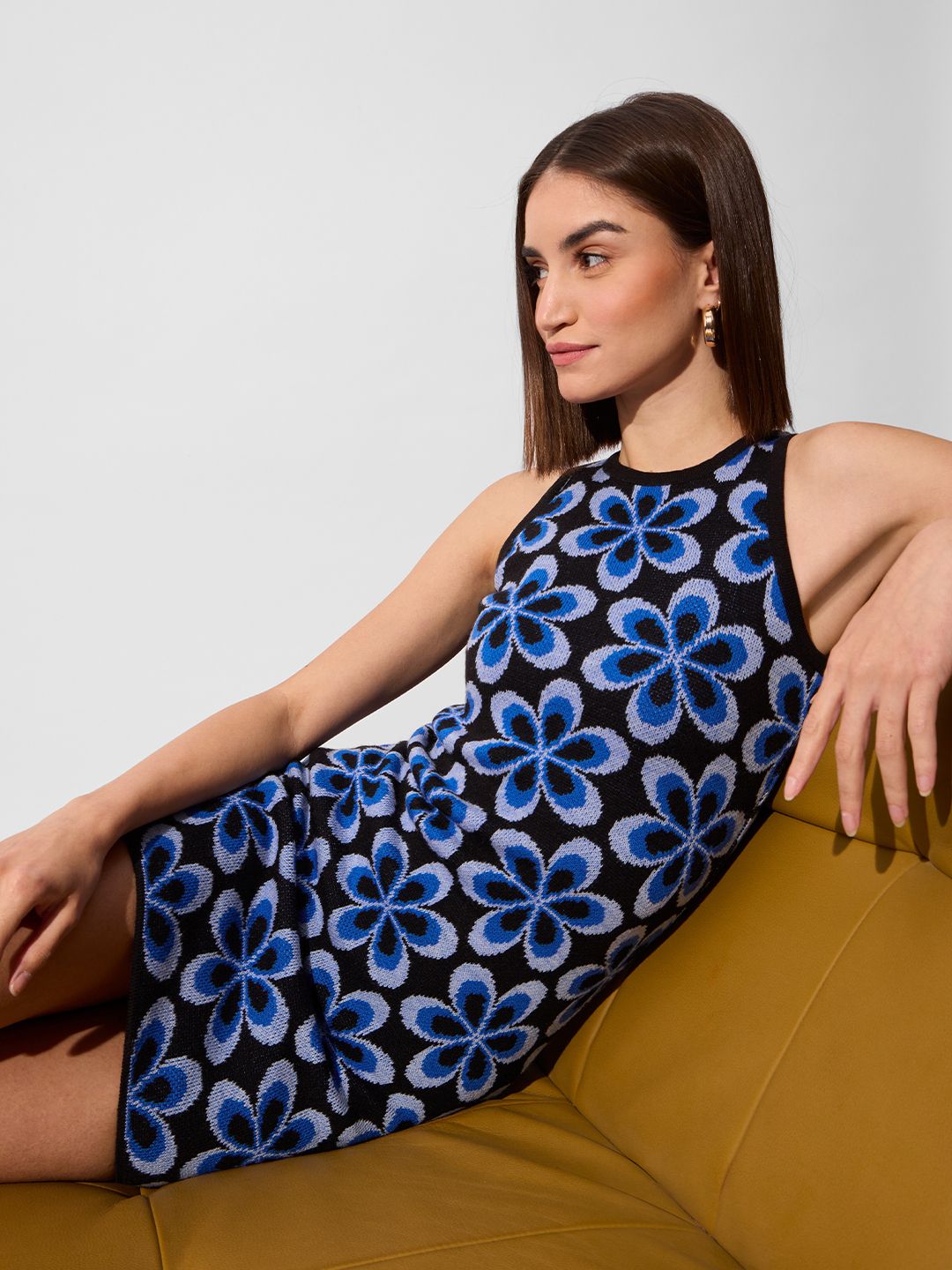 Jacquard Knit Dress: Cosmos Women Fashion Dresses