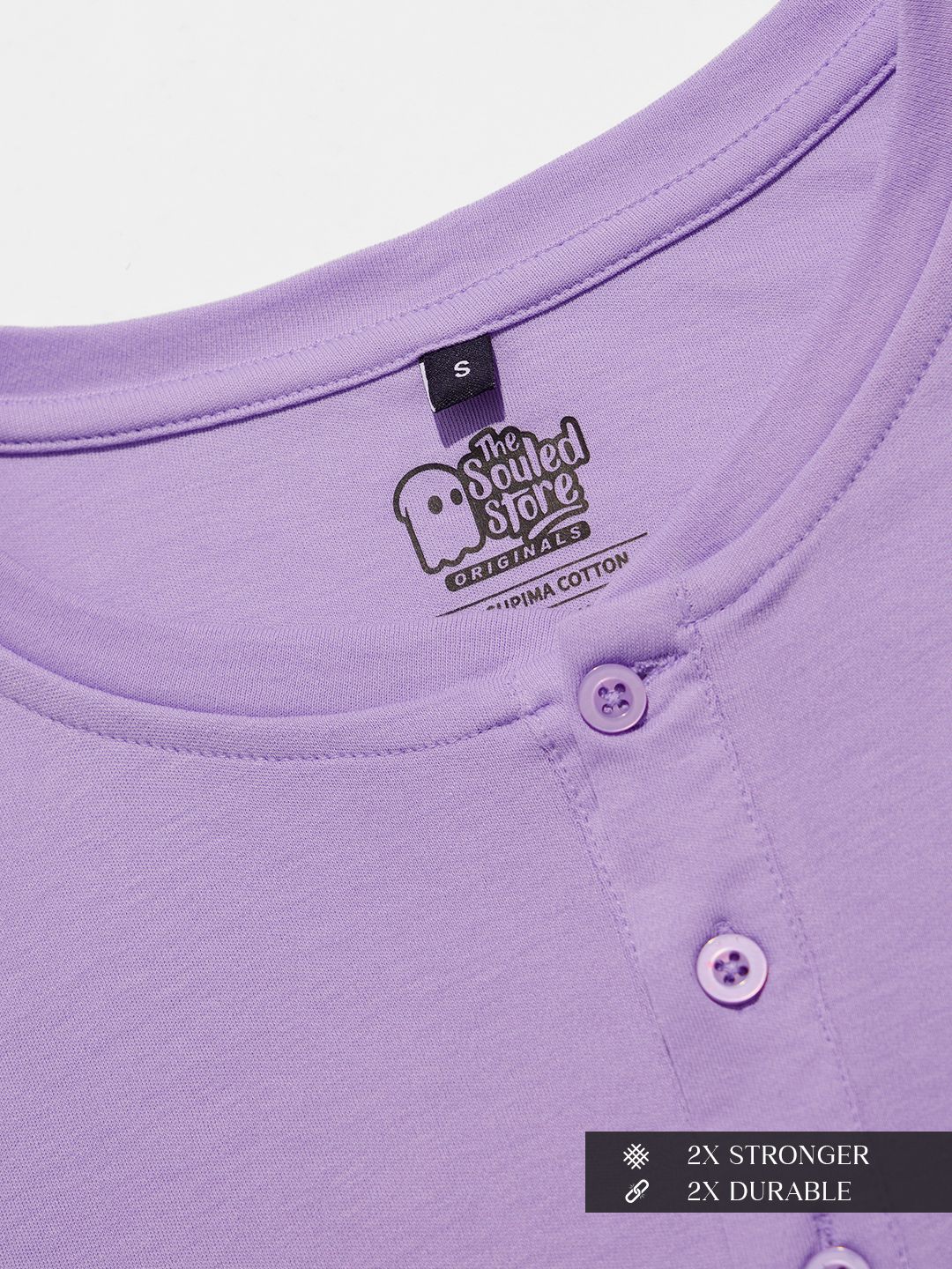 Supima: Storm Lilac Supima Full Sleeve Henley T-Shirts