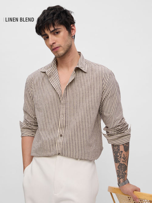 Cotton Linen: Striped Sienna Cotton Linen Shirts