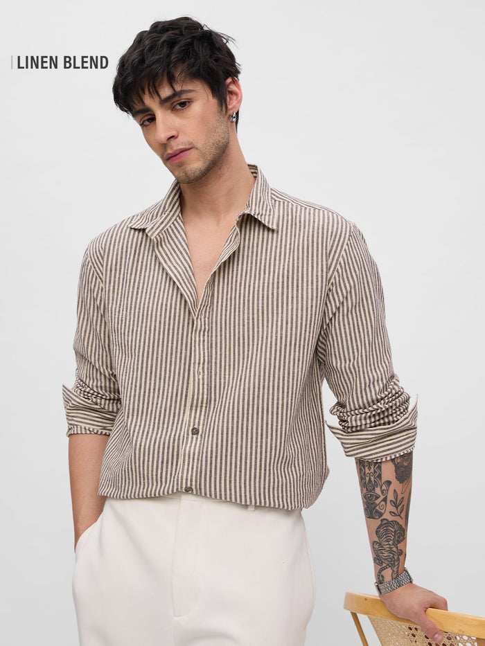 Cotton Linen: Striped Sienna Cotton Linen Shirts