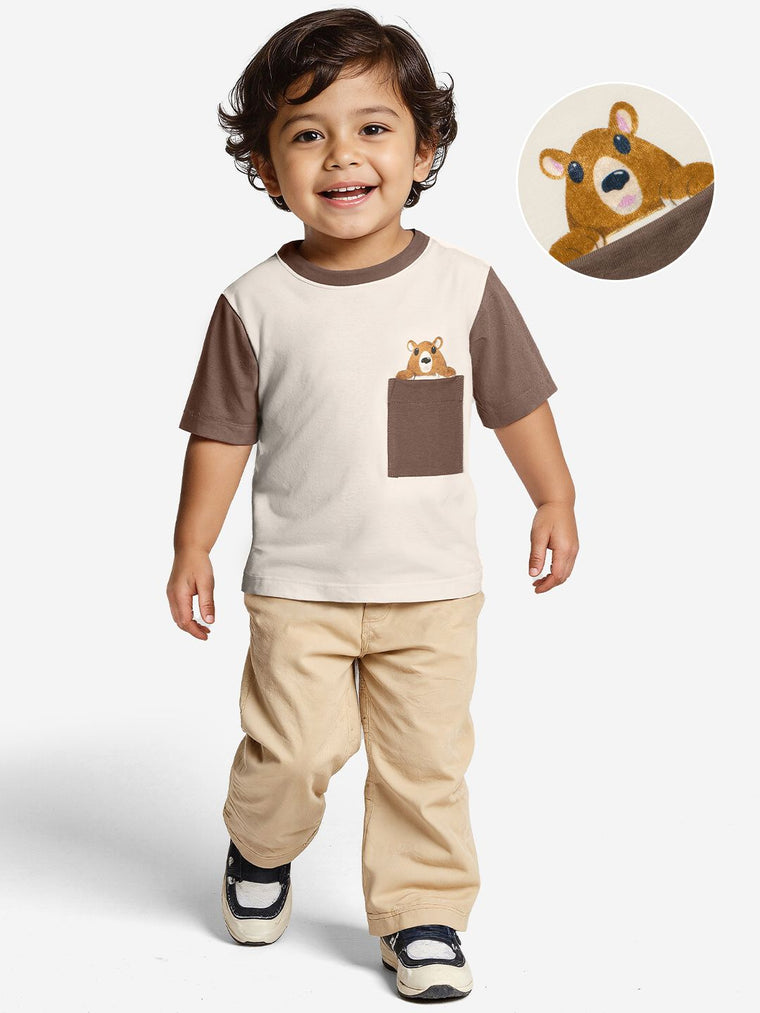 Regular T-Shirt: Mocha Mousse Boys Cotton T-Shirts (2-8 Yrs)