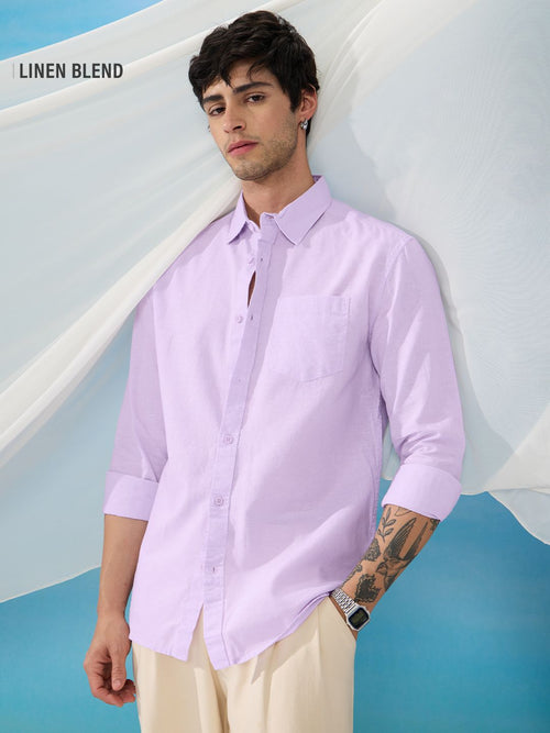 Cotton Linen: Orchid Purple Cotton Linen Shirts