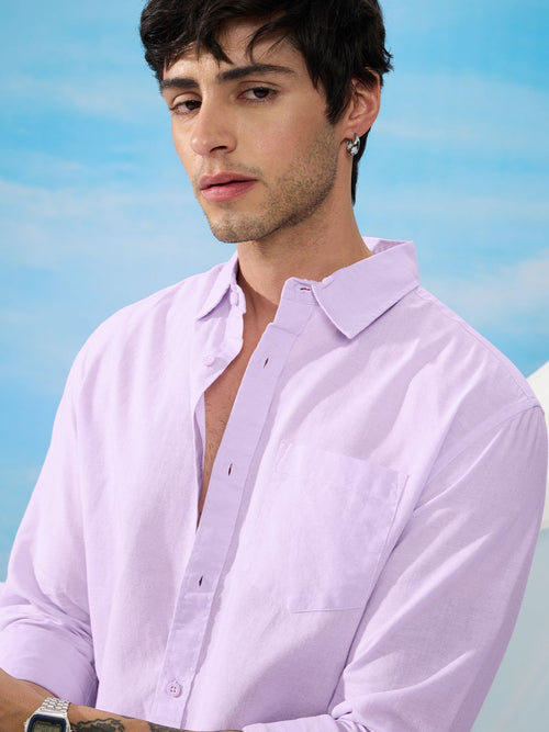 Cotton Linen: Orchid Purple Cotton Linen Shirts