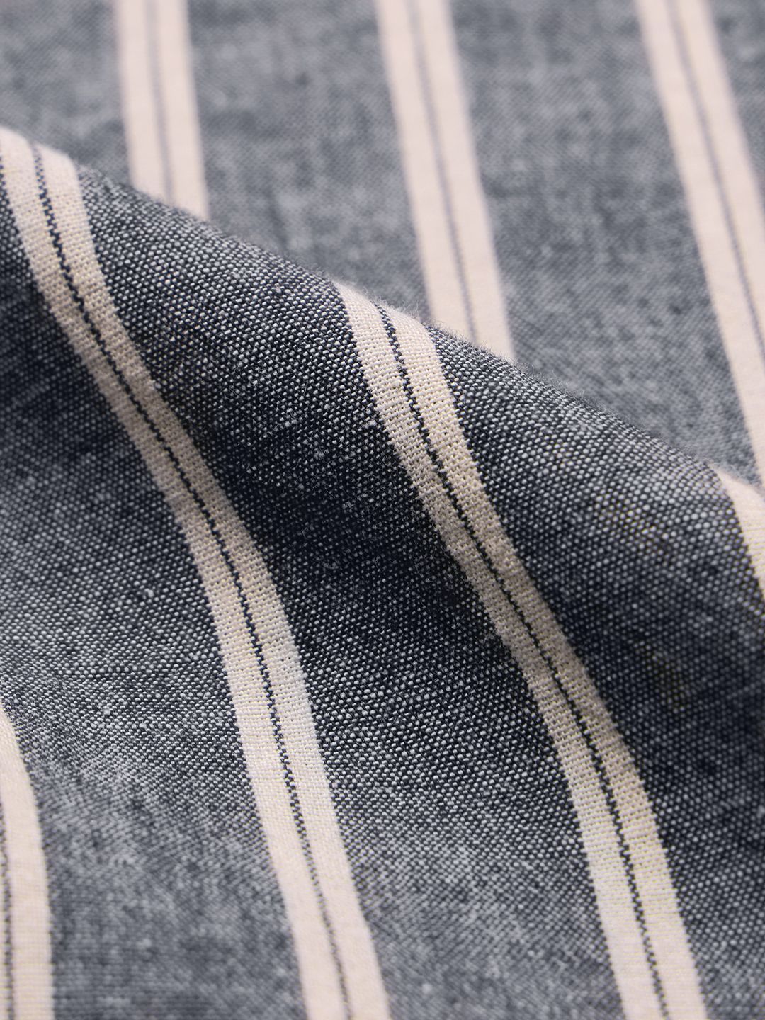 Cotton Linen Stripes: Azure Cotton Linen Shirts