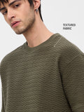 Textured T-Shirt: Olive Oversized T-Shirts
