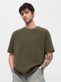 Textured T-Shirt: Olive Oversized T-Shirts