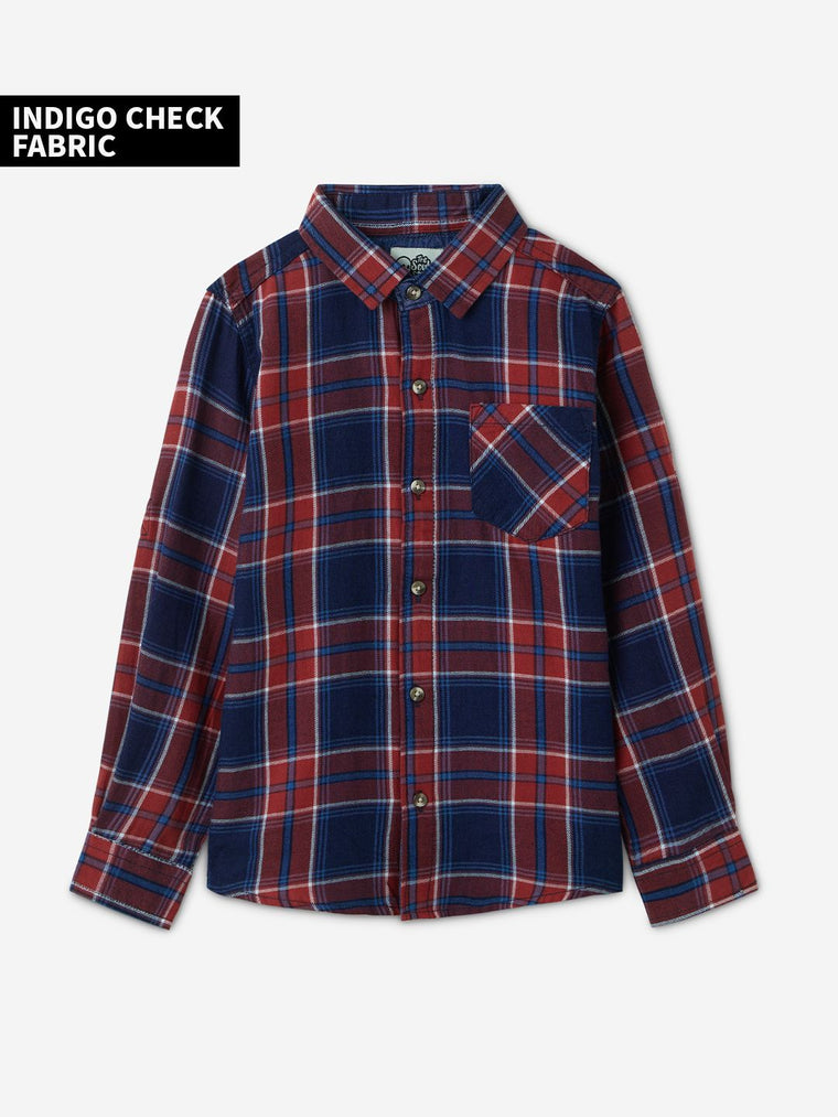 Plaid Shirt: Indigo Boys Cotton Shirts (2-8 Yrs)