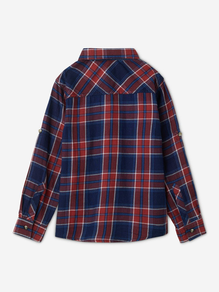 Plaid Shirt: Indigo Boys Cotton Shirts (2-8 Yrs)