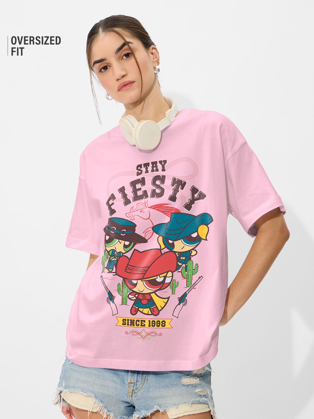 Powerpuff Girls: Stay Fiesty Women Oversized T-Shirts