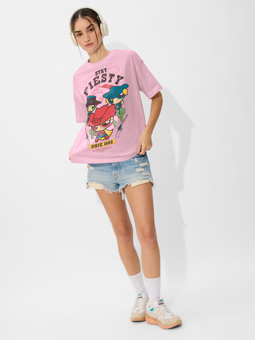 Powerpuff Girls: Stay Fiesty Women Oversized T-Shirts