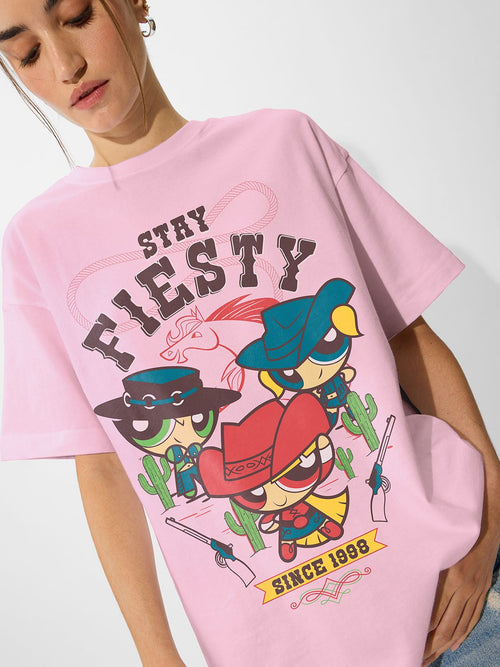Powerpuff Girls: Stay Fiesty Women Oversized T-Shirts
