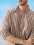 Cotton Linen Stripes: Dune Cotton Linen Shirts