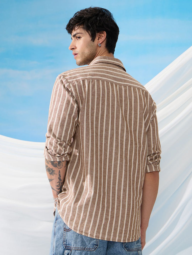 Cotton Linen Stripes: Dune Cotton Linen Shirts
