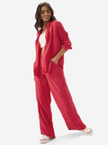 Oversized Solids: Hot Red Women Oversized Shirts