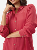 Oversized Solids: Hot Red Women Oversized Shirts