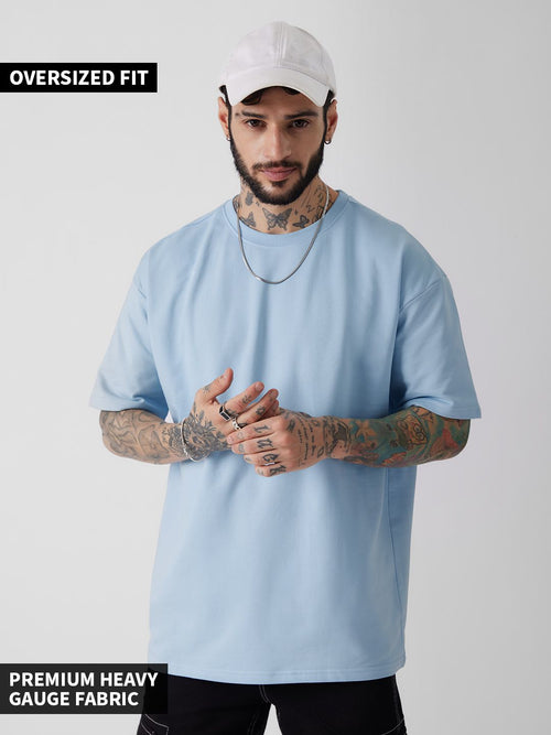 Solids: Powder Blue Oversized T-Shirts