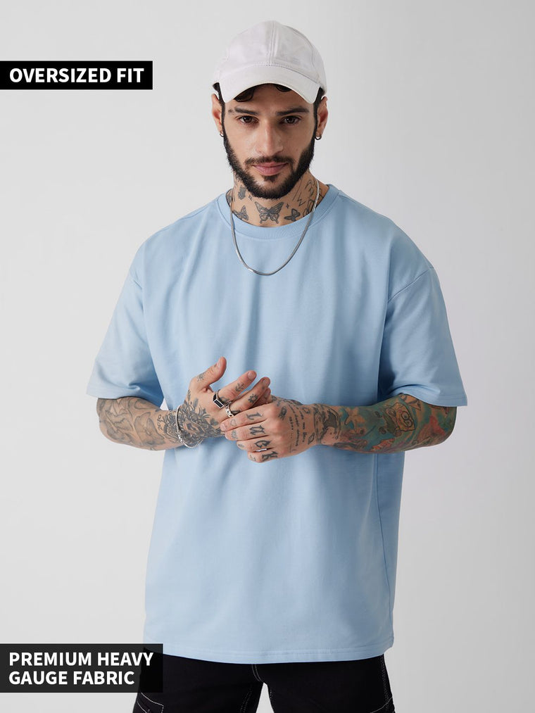 Solids: Powder Blue Oversized T-Shirts