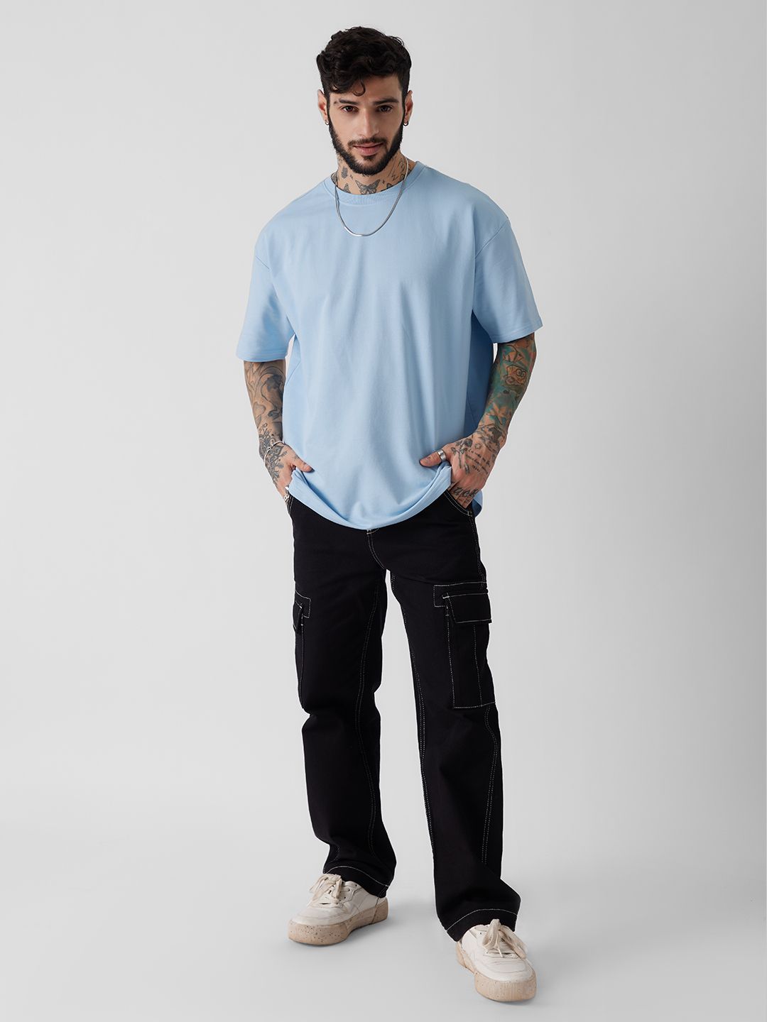 Solids: Powder Blue Oversized T-Shirts