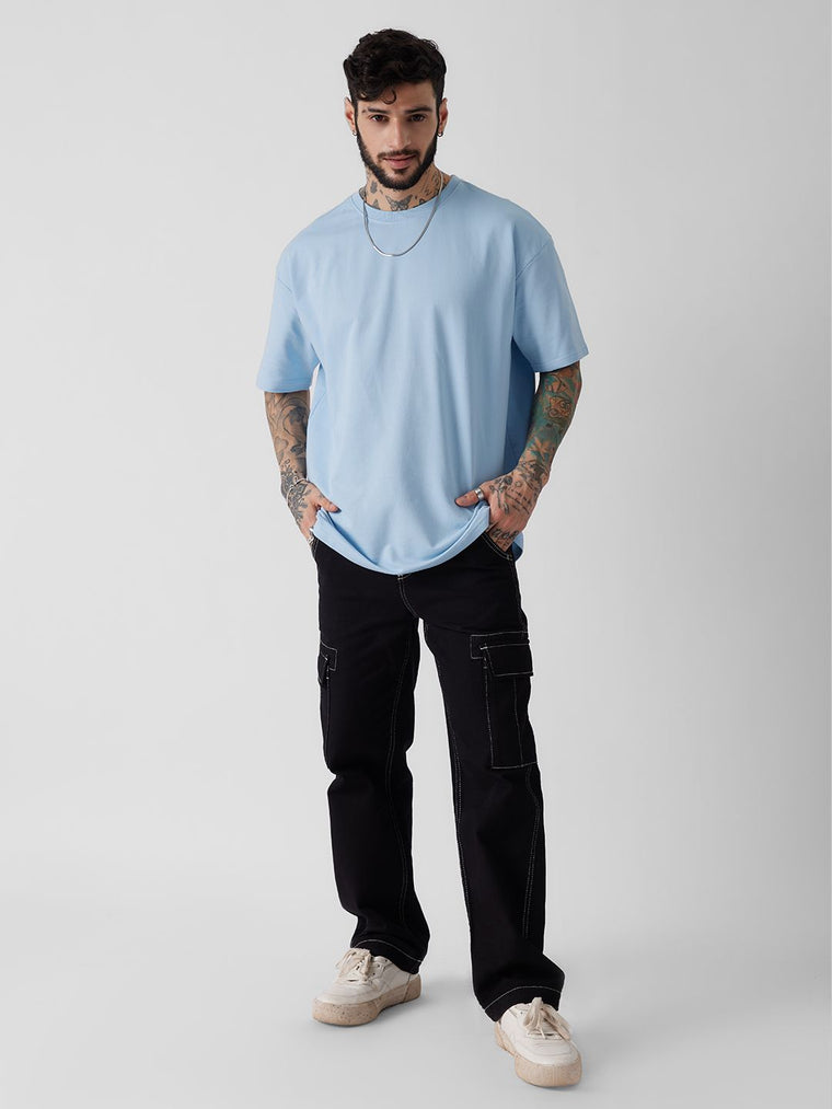 Solids: Powder Blue Oversized T-Shirts