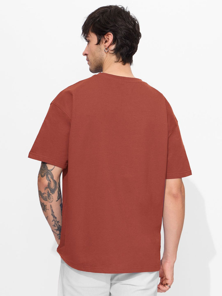 Solids: Spicy Red Oversized T-Shirts