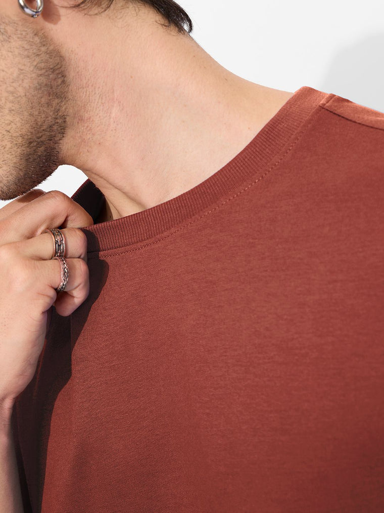 Solids: Spicy Red Oversized T-Shirts