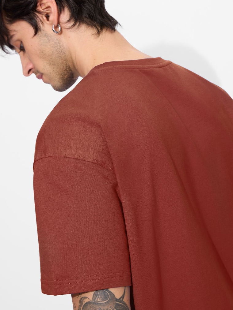 Solids: Spicy Red Oversized T-Shirts
