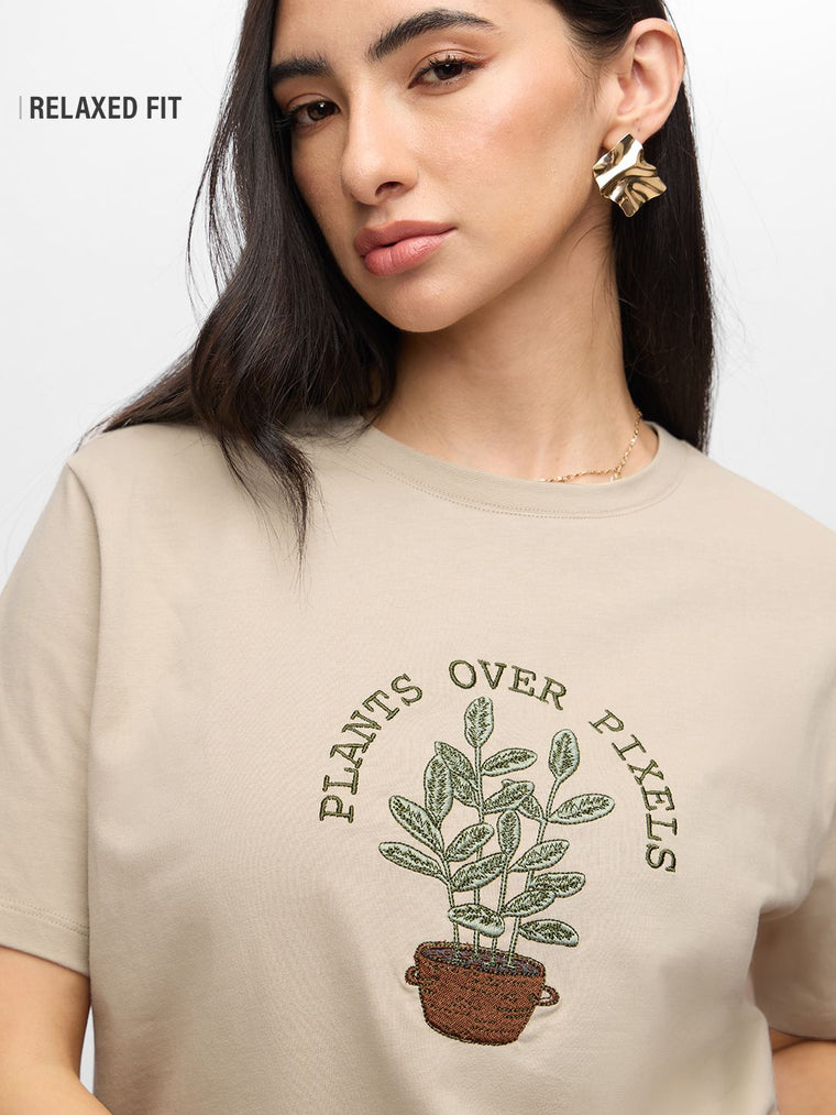 TSS Originals: Plants Over Pixels Women Relaxed T-Shirts