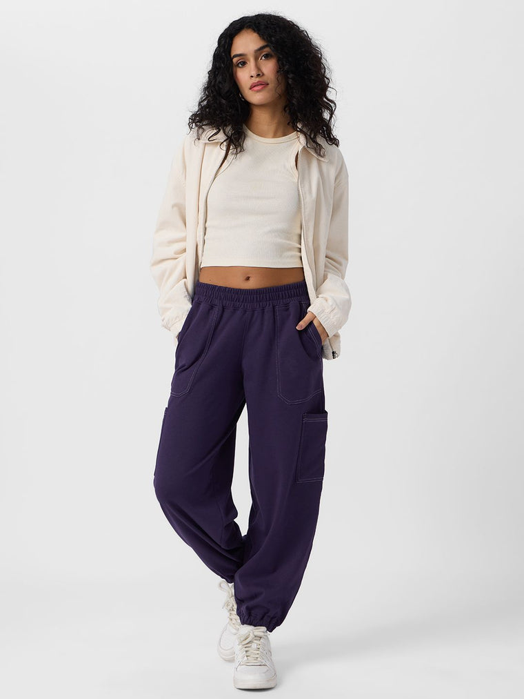 Utility Solid Joggers: Berry Women Cinched Joggers