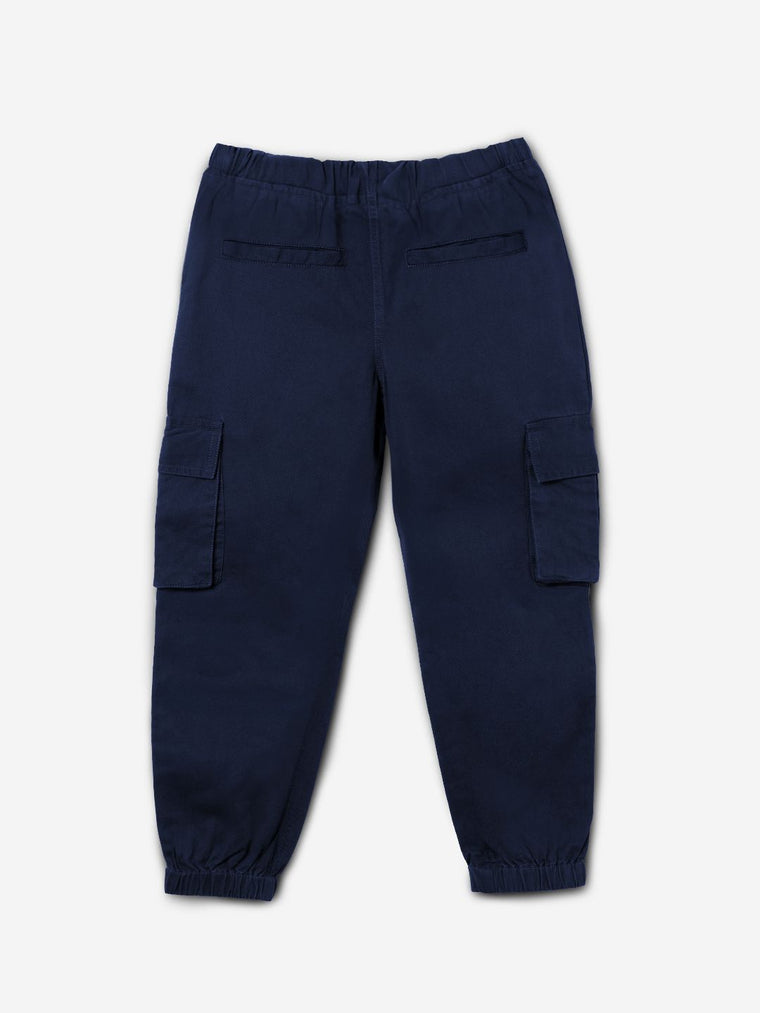 Solids: Estate Blue Boys Cargo Joggers (2-8 Yrs)